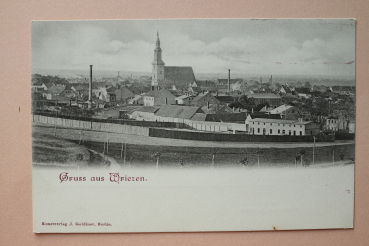 Ansichtskarte AK Gruß aus Wriezen 1895-1904 Häuser Kirche Fabrik Architektur Ortsansicht Brandenburg